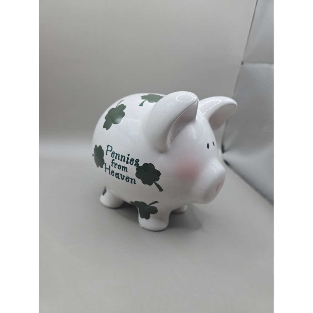 Russ Vtg Celtic Blessings Pennies From Heaven Bank Stoneware New No Box Piggy